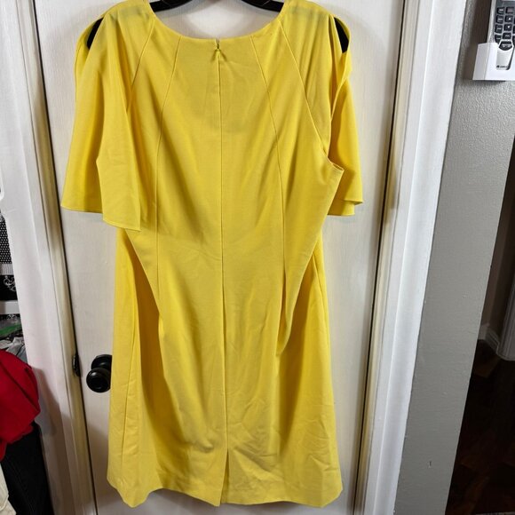Alex Marie Yellow Flutter Sleeve Sheath Dress Women’s Size 16 - Picture 8 of 9